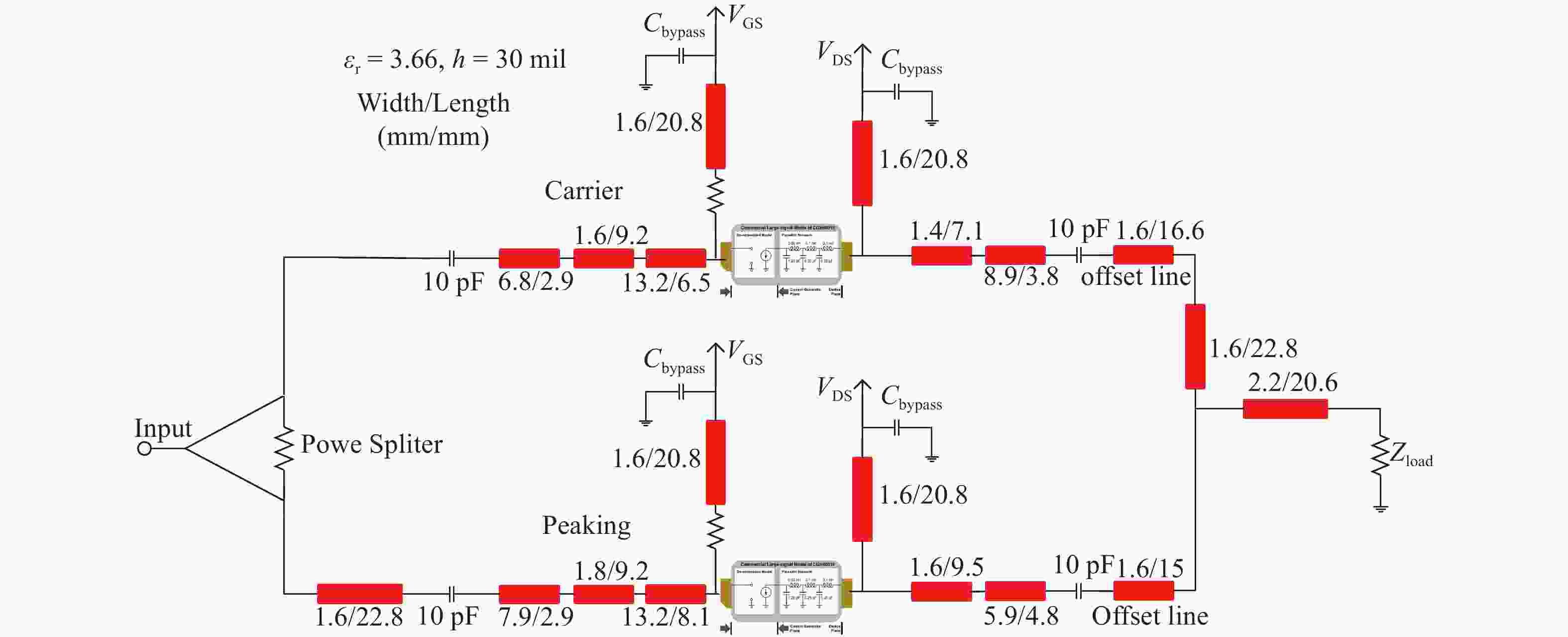 A broadband highefficiency Doherty power amplifier using symmetrical